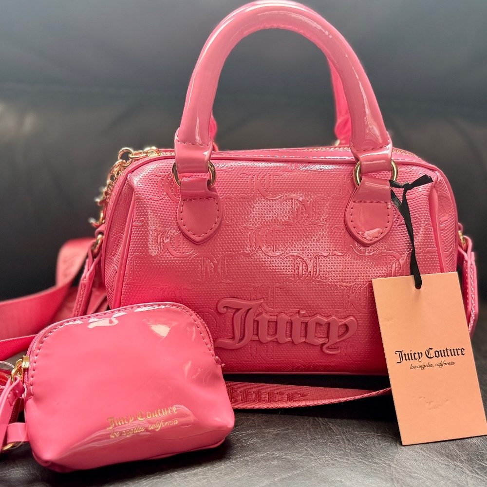 Juicy Couture Satchel in Semi Charmed in Patent Leather "Pink Lemonade" NWT